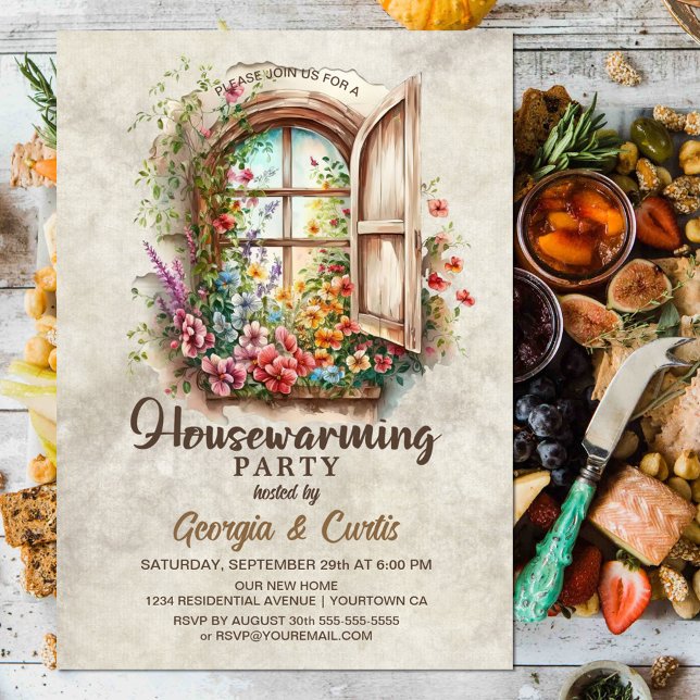 Convites Partido Rustic Country Floral Housearming (Criador carregado)