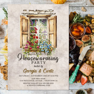 Convites Partido Rustic Country Floral Housearming