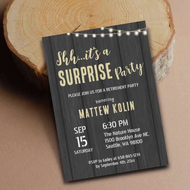 Convites Partido Rustic Lantern Photo Retirement Surpresa (Criador carregado)