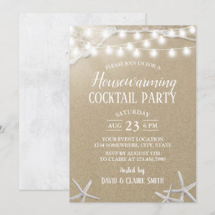 Convites Partido Rustic Starfish Beach Housearming Cocktail