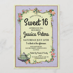 Convites Partido Rustic Sweet 16 Wonderland Teapot Tea Part