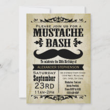 Partido Rustic Vintage Mustache Bash