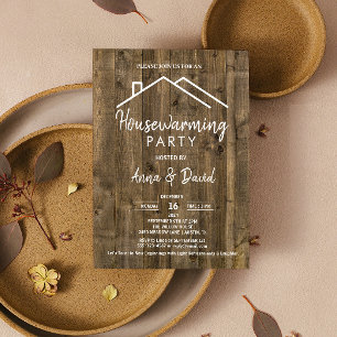 Convites Partido Rustic Vintage Woodgrain Modern Housearmin