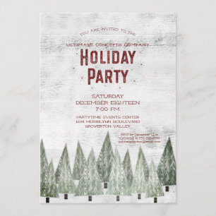 Convites Partido Rustic White Wood & Tres Company Holiday