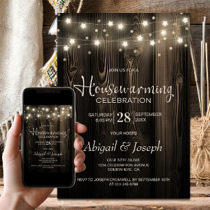 Convites Partido Rustic Wood Housearming