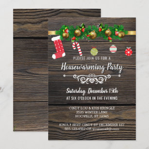 Convites Partido Rustic Wood Winter Holiday Housearming