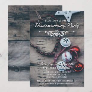 Convites Partido Rustic Wood Winter Holiday Housearming
