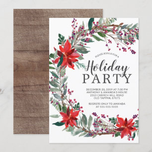 Convites Partido Rustic Wreath Holiday