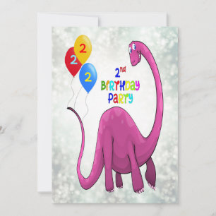 Convites Partido segundo aniversário Dinossauro