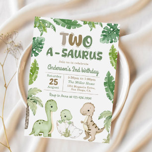 Convites Partido segundo aniversário Dinossauro Dois-A-Saur