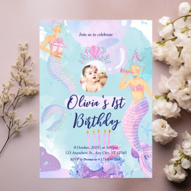Convites Partido Sereia primeiro aniversario ONEder the Sea (Criador carregado)