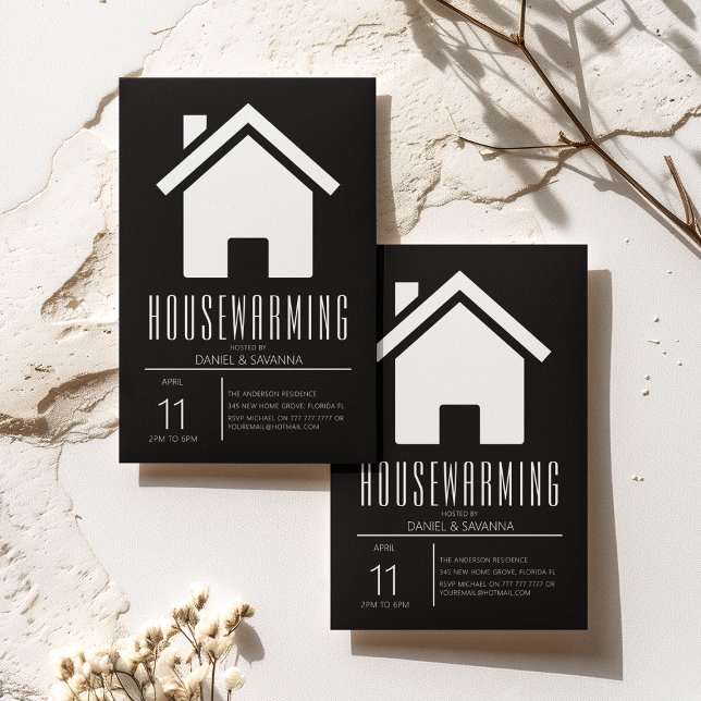 Convites Partido Simplista de Aquecimento Doméstico Negro e (Criador carregado)