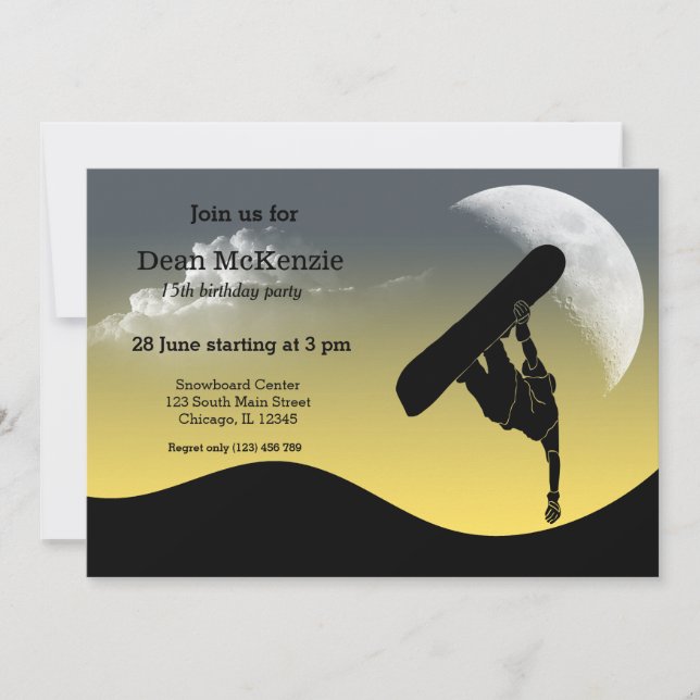 Convites Partido Snowboard (Frente)