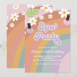 Convites Partido Spa retro Rainbow Birthday