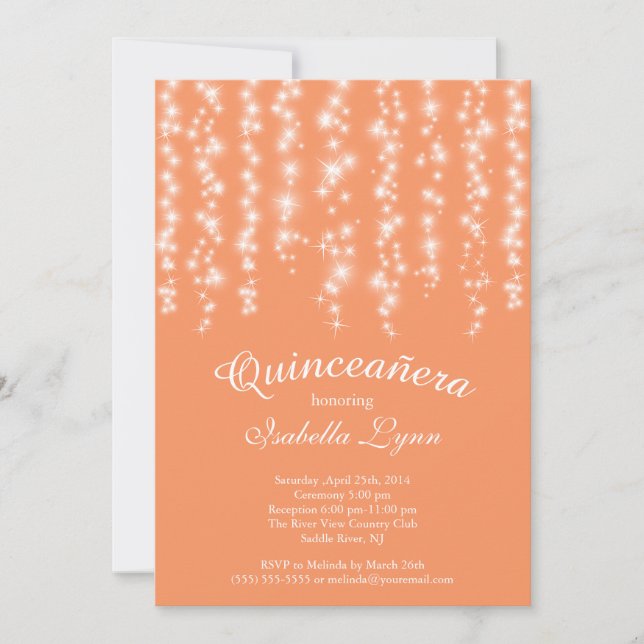 Convites Partido Sparkling de Quinceañera das luzes do (Frente)