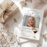 Convites PARTIDO SURPRESA A Tini Bit Older Martini 50th<br><div class="desc">A foto da celebrante do aniversário é tirada no palco central neste convite de aniversário da festa surpresa martini da moda. Elegante e design chic apresenta um martini espresso. Um arco bonito adiciona um toque feminino. Todo o texto é editável.</div>