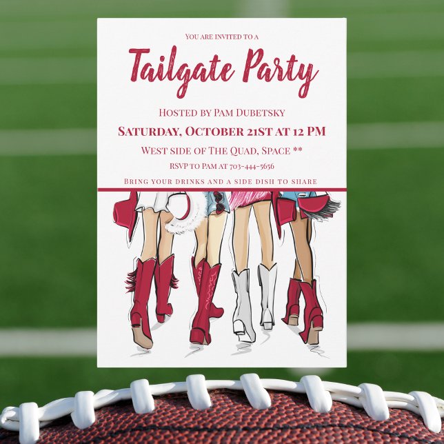 Convites Partido Tailgate Alabama Meninas Cowboy Boots Crim (Criador carregado)