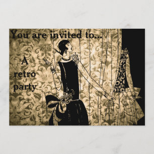 Convites Partido temático do damasco dos anos 30 retros do