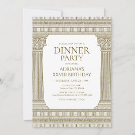 Convites Partido Toga com o Tema das Colunas Romanas Marrom