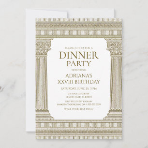 Convites Partido Toga com o Tema das Colunas Romanas Marrom