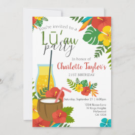 Convites Partido Tropical Flor Luau