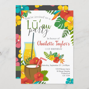 Convites Partido Tropical Flor Luau