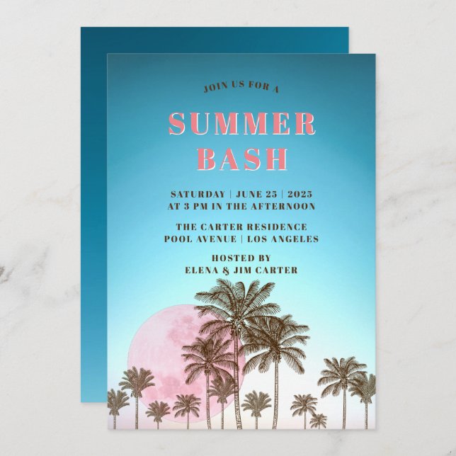 CONVITES PARTIDO TROPICAL SUMMMER BASH (Frente/Verso)