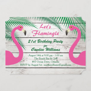 Convites Partido Vamos Flamingle do aniversário de 21 anos 