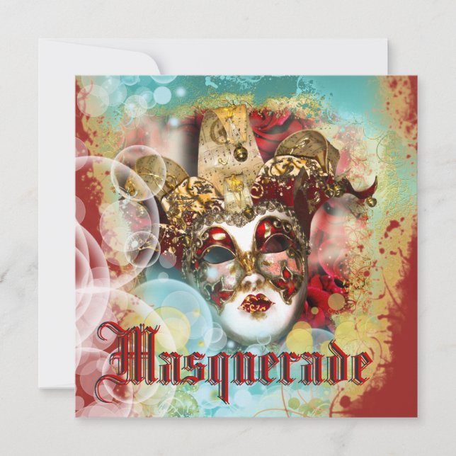 Convites Partido venetian do carnaval do mascarada da (Frente)