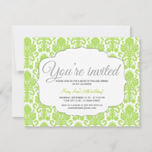 Convites Partido Verde Moderno Damask