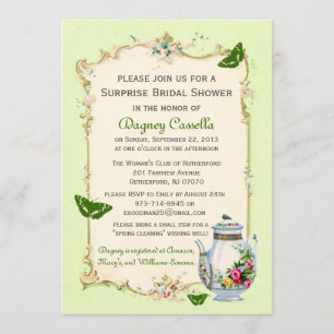 Convites Partido Verde Vintage Bridal Tea