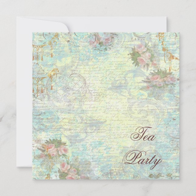 Convites Partido Vitoriano Rosa Rosa Tea (Frente)