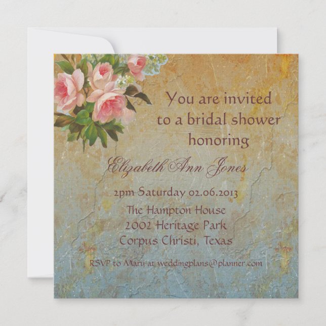 Convites Partido Vitoriano Rosa Rosa Tea (Frente)