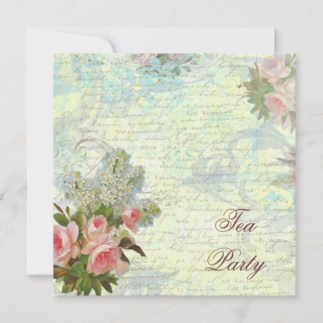 Convites Partido Vitoriano Rosa Rosa Tea (Frente)