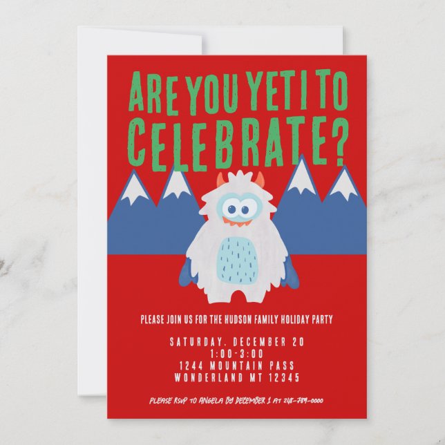 Convites Partido Whimsical Yeti Holiday (Frente)