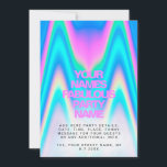 Convites Partido Y2K Iridescente Iridescente Neon Personali<br><div class="desc">Placas de Convite de festas universal iridescentes Y2K neon holográficas personalizadas,  com imagens de fundo brilhante de onda de abstrato e seu texto personalizado e nome da festa. Perfeito para convites de aniversário,  convites para duches de bebês,  quinceanera,  doces 16 convites de festas e qualquer festa colorida.</div>