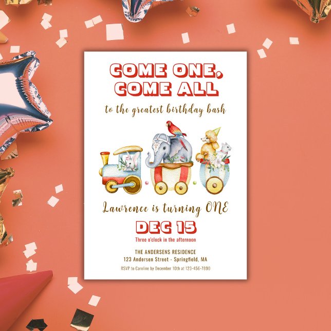 Convites Parto de aniversário do Festival de Carnaval (Circus Carnival Festival Animal Train Kid Birthday Invitation)