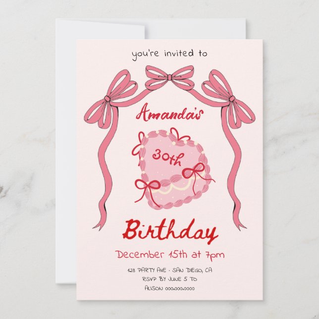 Convites Parto de Bolo de Reto do Coração (Frente)