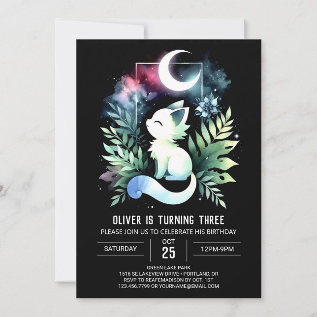 Convites Parto de Gato de Pastel Kids (Frente)