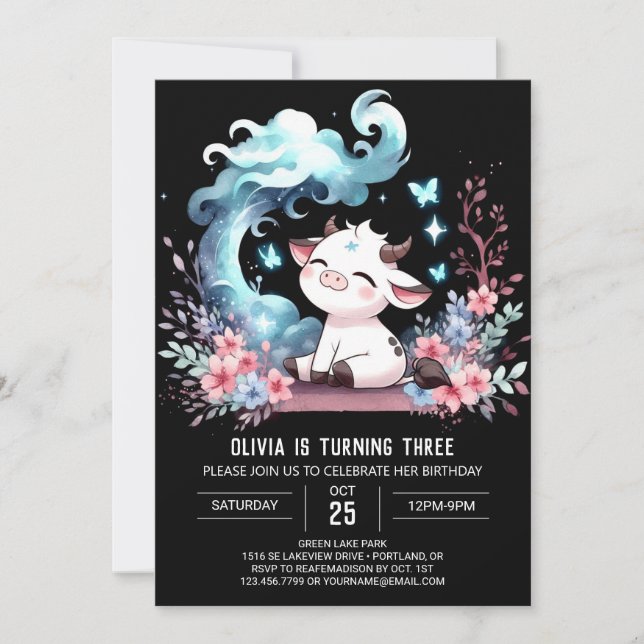 Convites Parto de Vaca Personalizada de Pastel (Frente)