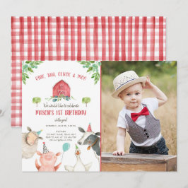 Convites Parto do Quintal Red Gingham Barnyard