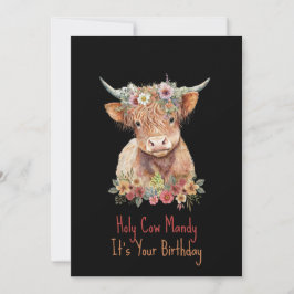 Convites Parto Floral Cute Personalizado da Vaca Highland