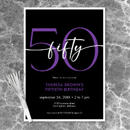 Convites Parto Mínimo Moderno 50 Script Aniversário