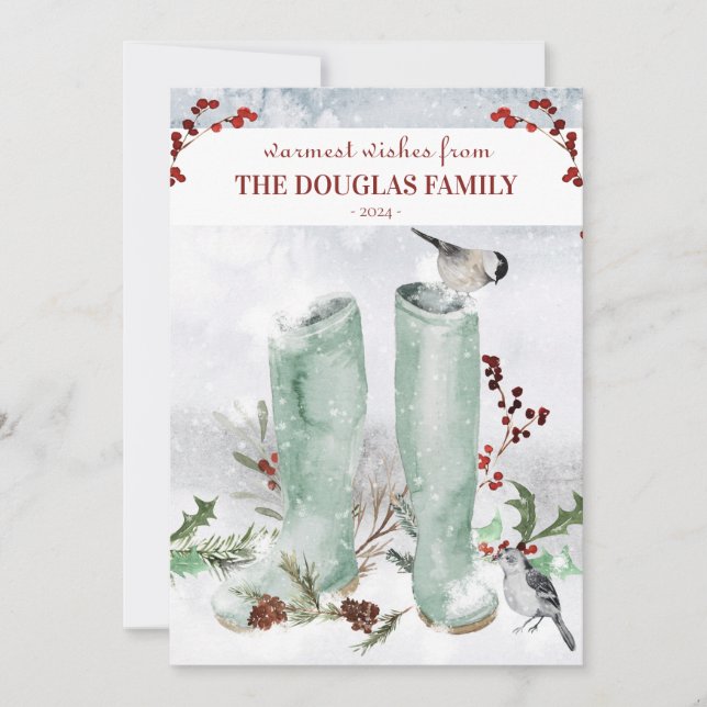 Convites Partridge Chickadee Natal Cena de Inverno (Frente)