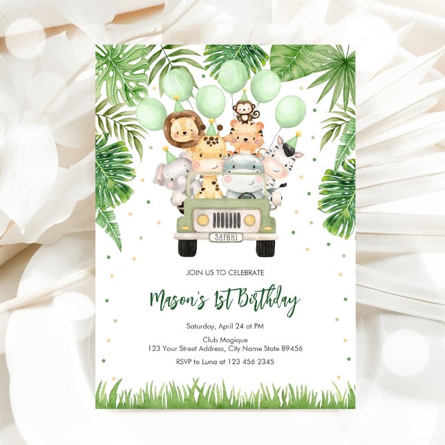 Convites Party Animals Boy Birthday Invitation (Criador carregado)