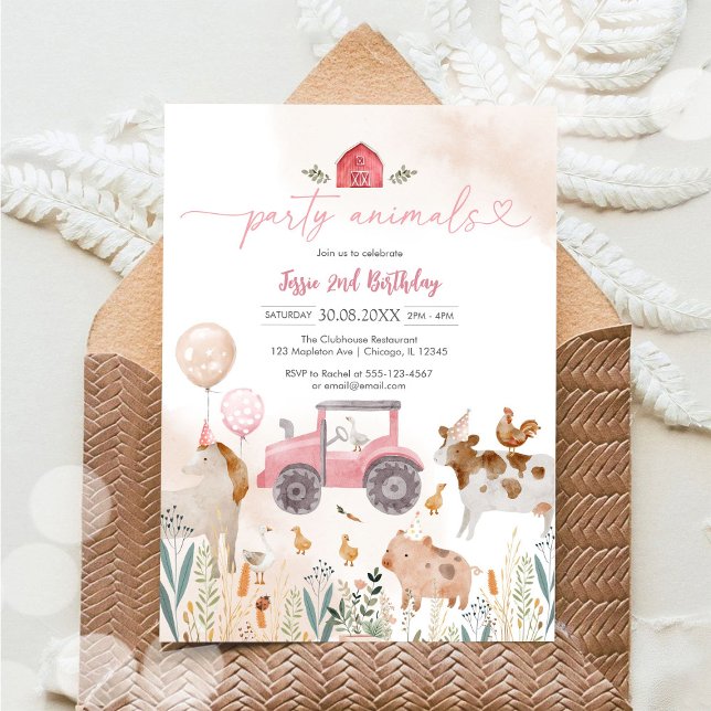 Convites Party Animals Kids Birthday Invitation (Criador carregado)