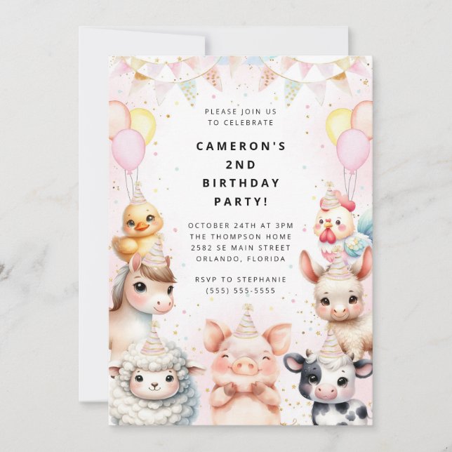Convites Party Animals Safari Birthday Party Invitation (Frente)