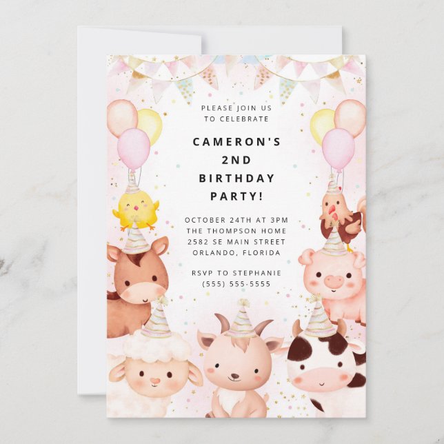 Convites Party Animals Safari Birthday Party Invitation (Frente)