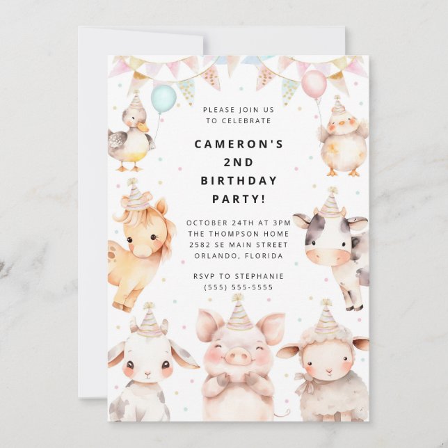 Convites Party Animals Safari Birthday Party Invitation (Frente)