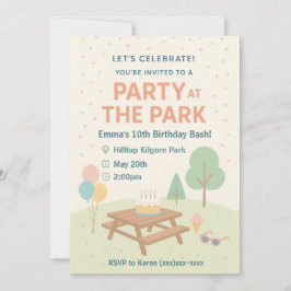 Convites Party at The Park Birthday Invitation